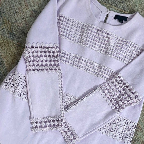 Purple j crew embroidered long sleeve cotton sweater top XXS EUC - Picture 4 of 6
